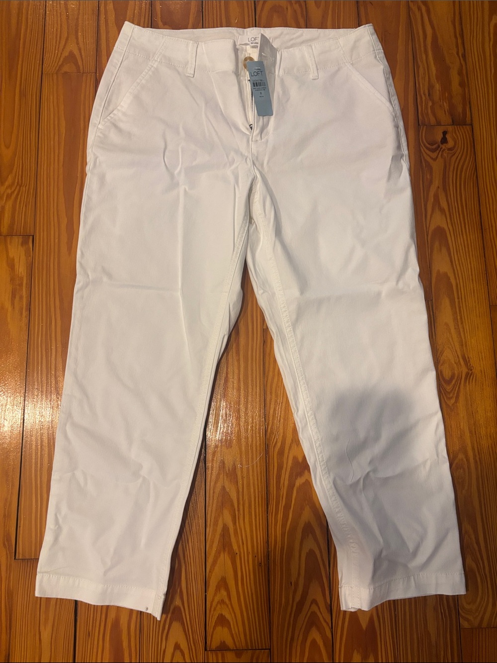 LOFT White Cropped Straight-Leg Pants